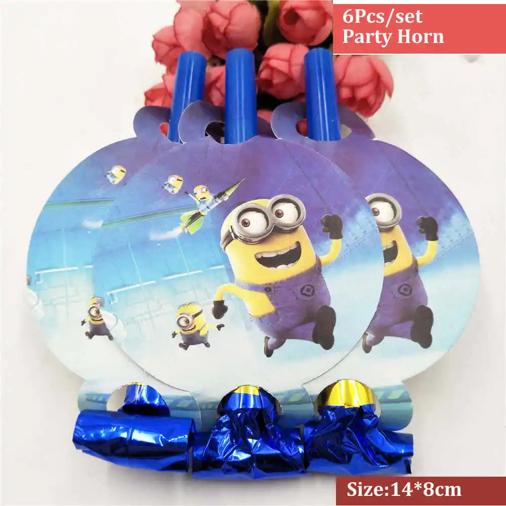6pc Blowouts Миньоны, маска для глаз для детей, милые вечерние очки для маленьких желтых людей, детские игрушки, аксессуары - Цвет: 6pc Blowouts