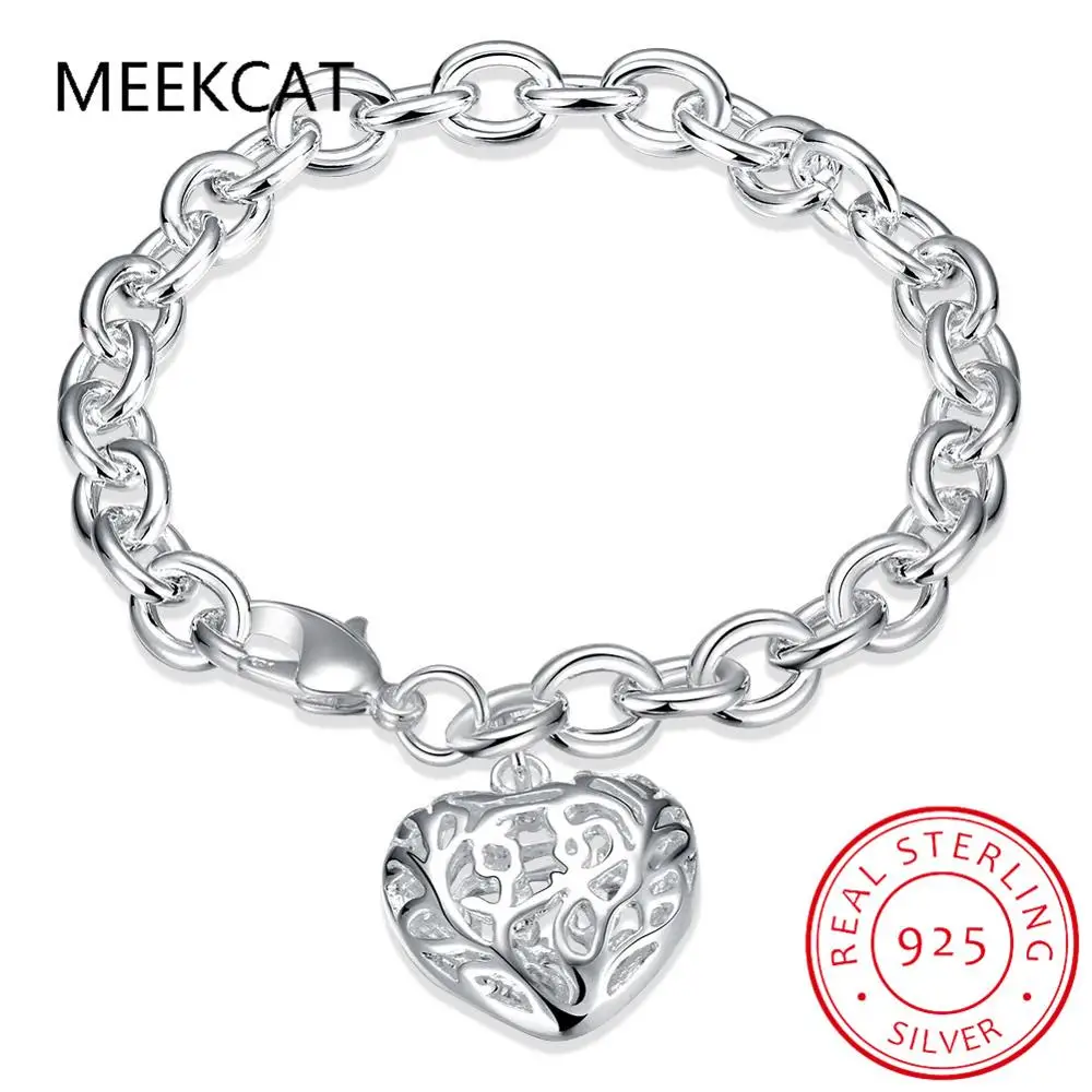 Для женщин хорошее ювелирное изделие 925 пробы Серебряное пустое сердце Шарм 8