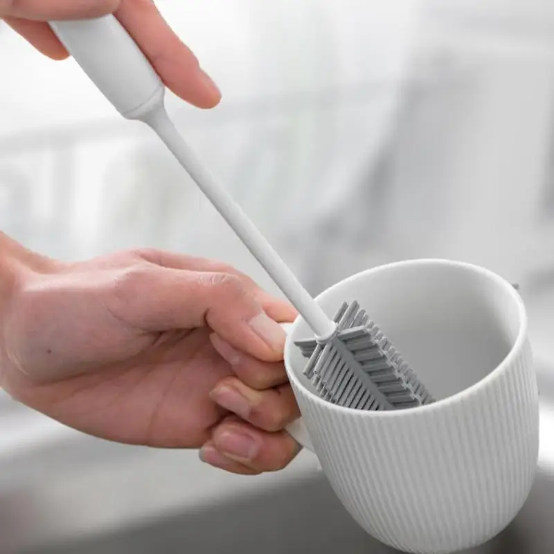 

Long Handle Silicone Cleaning Cup Brush Household Glass Brush Bottle Cup Washing Silicone Decontamination R6A7