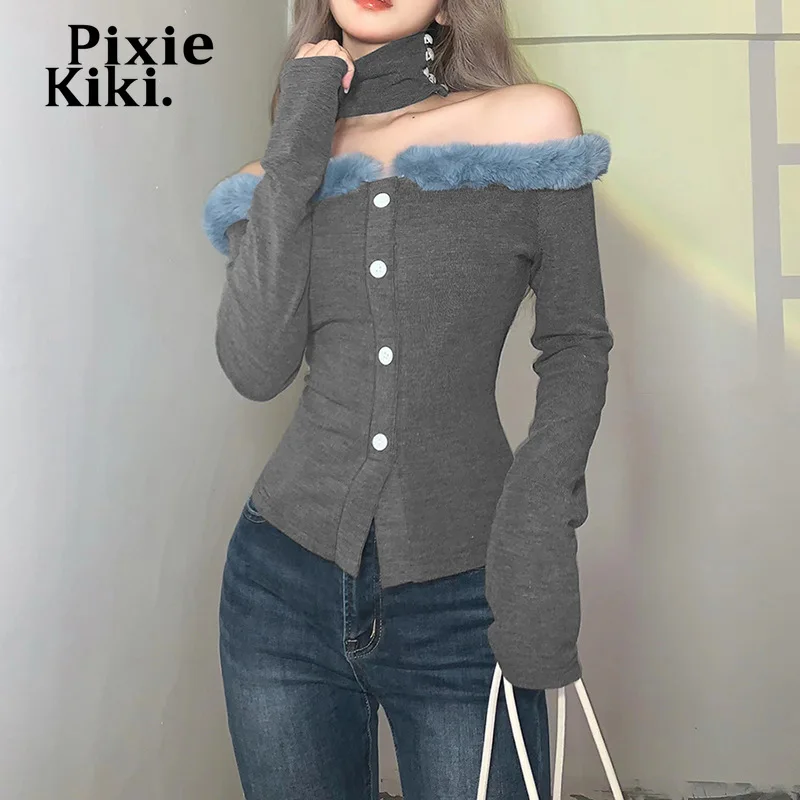 

Женский пикантный укороченный топ с открытыми плечами и длинным рукавом