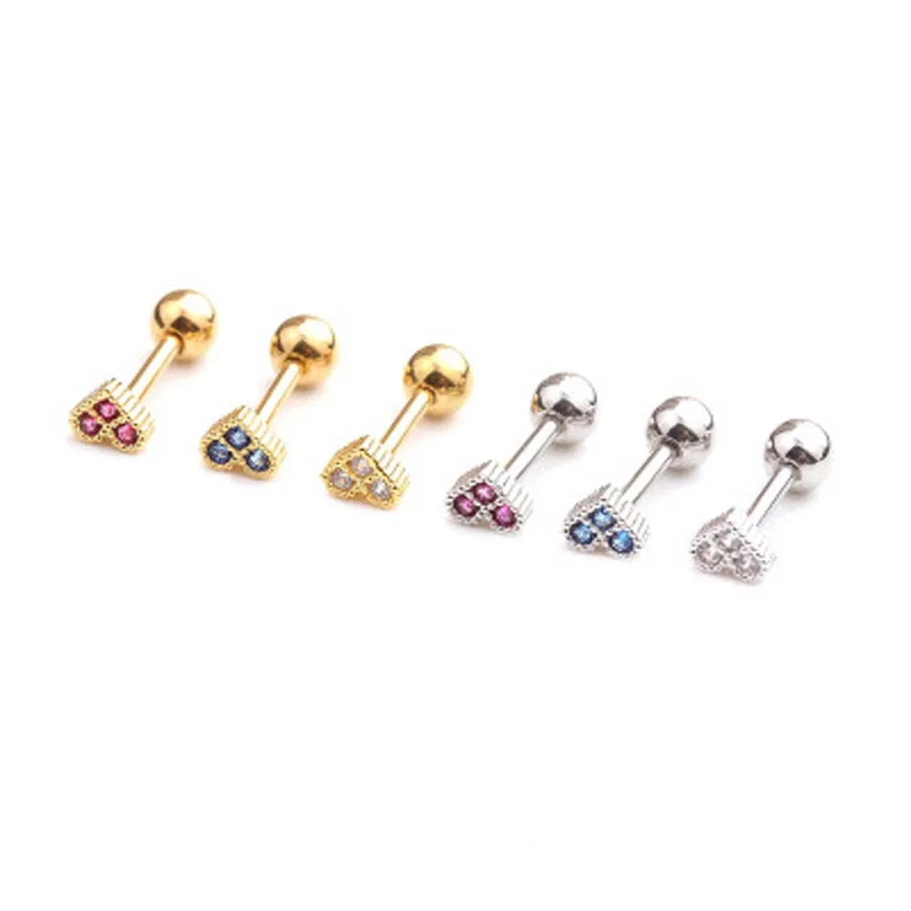 

Small Heart Waterdrop Round Zircon Tragus Cartilage Rook Helix Snug Conch Earring Stainless Steel Ear Piercing Jewelry