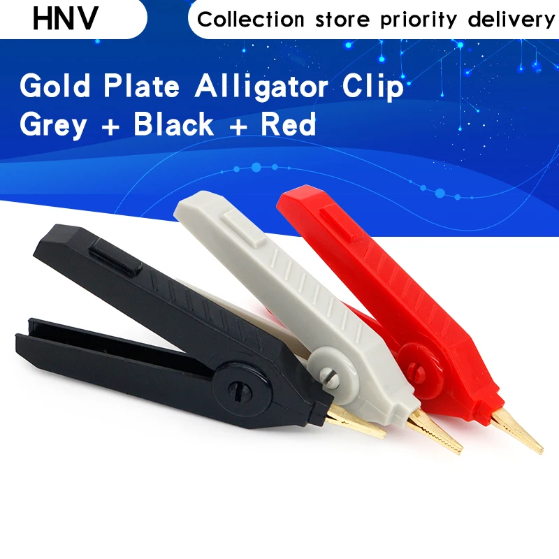 

Зажим типа «крокодил» 90 мм, медная позолоченная пластина Kelvin, 3 шт./компл., серый + черный + красный