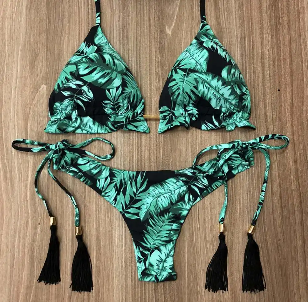 

Sexy Bandeau Bikini Set Women Swimwear Print Women 2-Piece Swimsuit Bandage Bikinis Swimwear Brazilian Swimwear New Bathing Suit