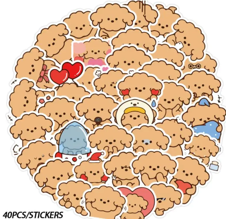 

10/40pcs Cartoon Cute Poodle Graffiti Family Pet Stickers Skateboard Travel Suitcase Phone Laptop Luggage Diy Kids Girl Toys