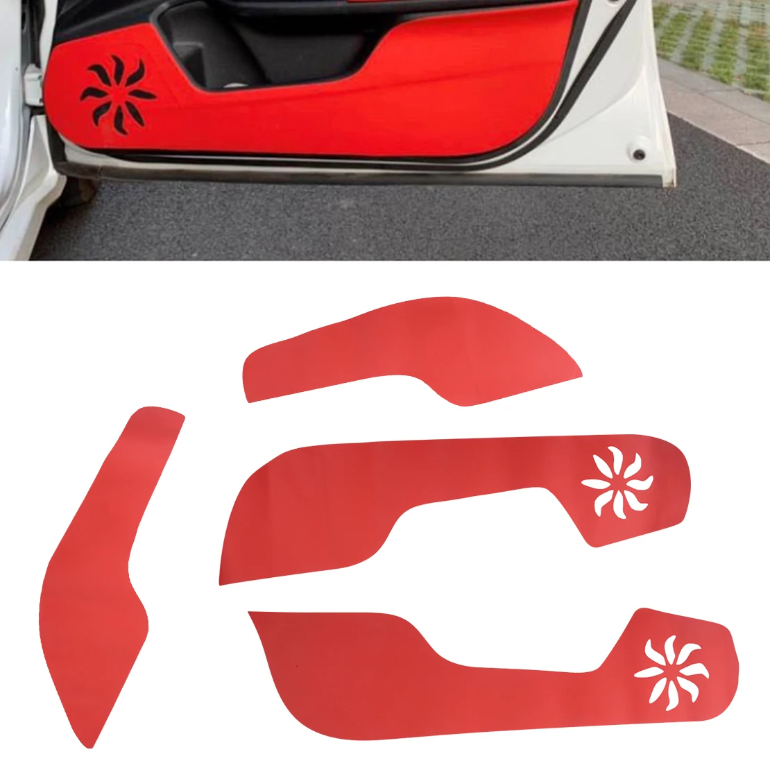 

Car Red Door Anti Kick Pad Trim Cover Film Sticker PU Leather fit for Honda Civic 10th 2020 2019 2018 2017 2016