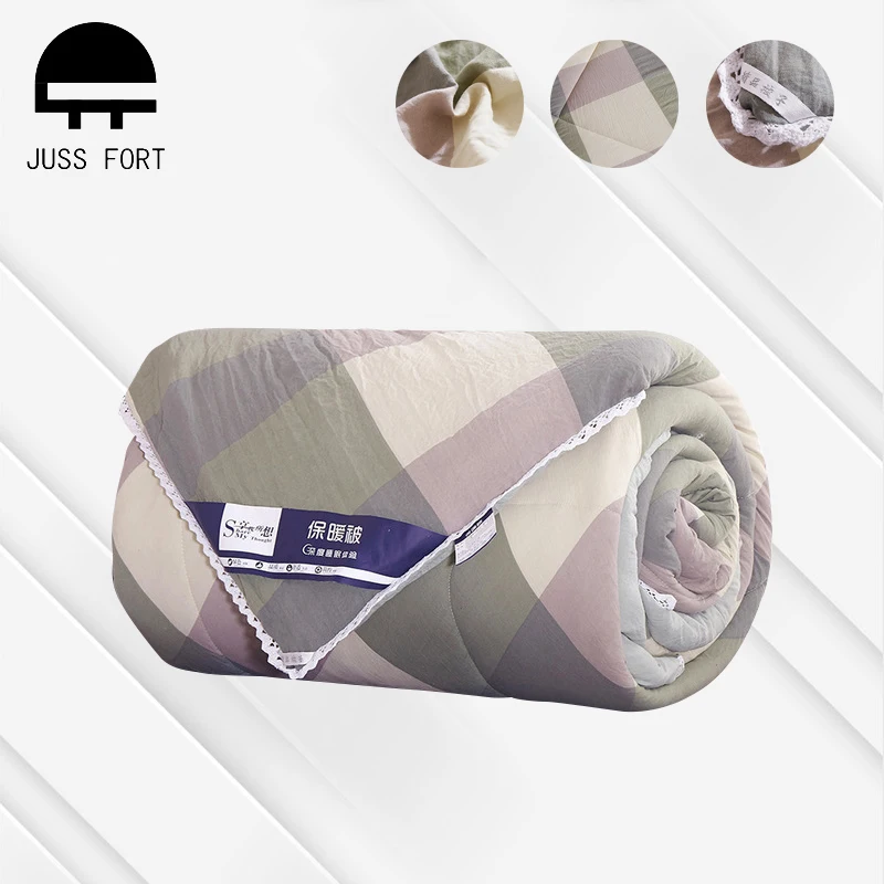 

New Home textiles Washed Cotton Winter plaid Quilt Thick Warm Duvet Insert Autumn Winter Blankets bed spreads Comforters Duvets