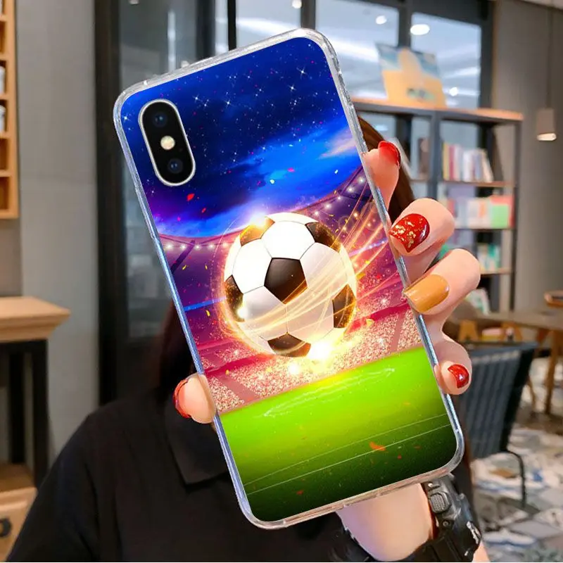 

Football Soccer Ball on water burning fire sports Phone Cover for iPhone 11 pro XS MAX 8 7 6 6S Plus X 5 5S se 2020 XR cover