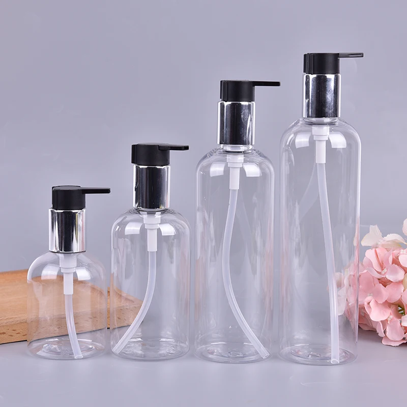 

150/200/250/350/400/500ml Clear Bottle Container Shampoo Lotion Liquid Soap Pump Dispenser Storage