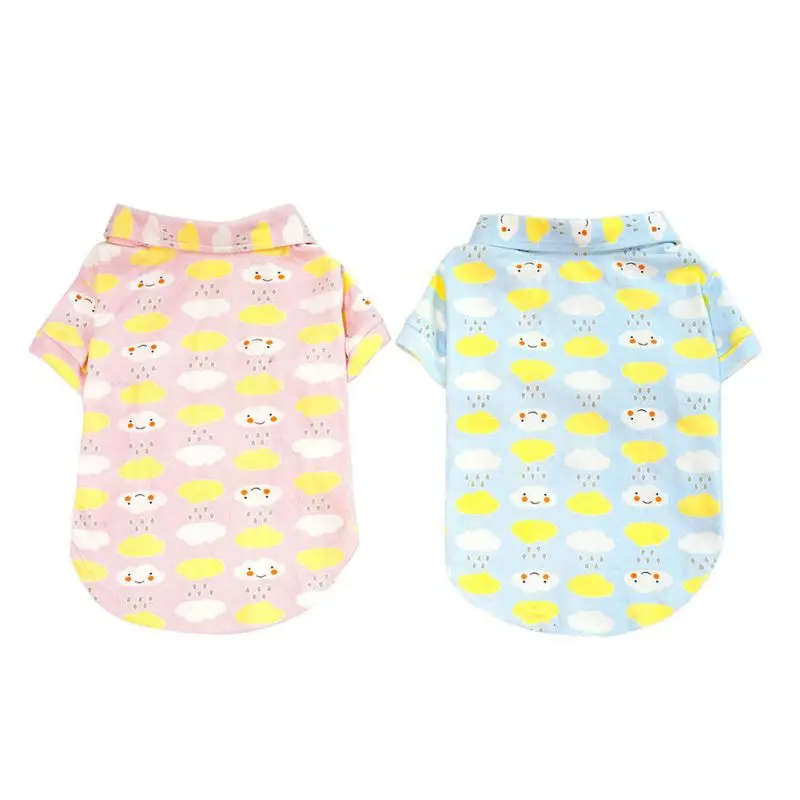 Хлопковая футболка поло для домашних животных розовая синяя с рисунком