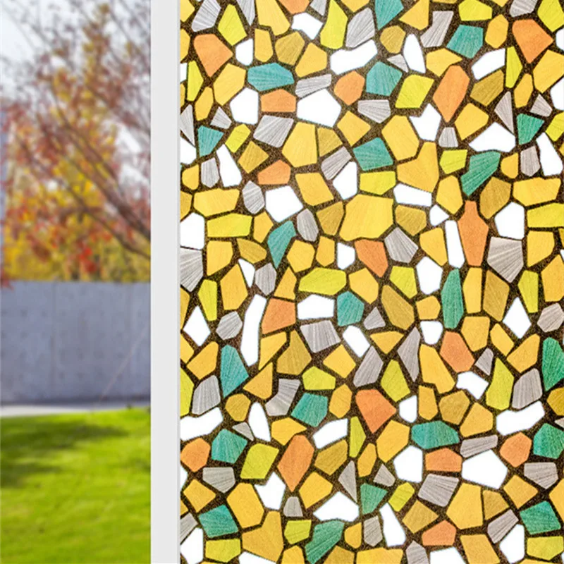 Цветная каменная картина без клея Электростатическая матовая пленка гостиная