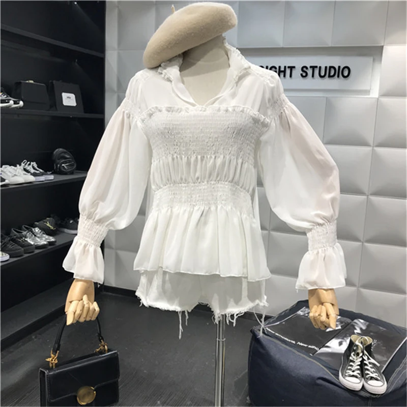 Шифоновая футболка с длинными рукавами для беременных фиолетовая белая