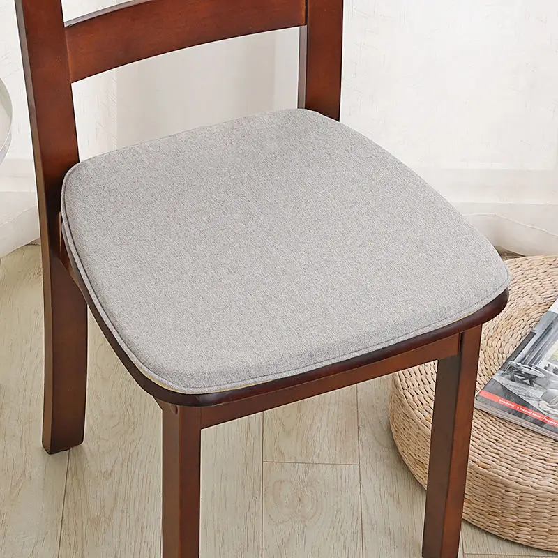 

8 Color Linen Four Seasons Universal Dining Chair Cushion Chinese Thicken Non-slip Horseshoe Shape Pad Home Restaurant Chair Mat