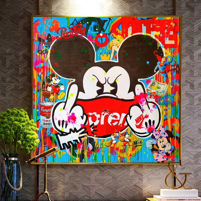 Граффити Микки Маус Дональд Дак плакаты и принты Disney аниме красочные настенные