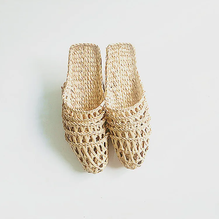Летняя модная домашняя обувь унисекс Женские соломенные тапочки Новинка Обувь