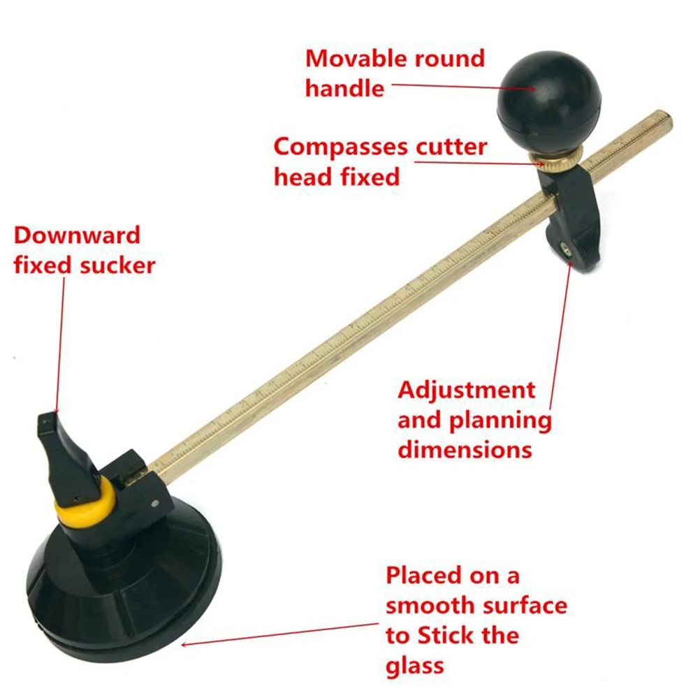 40 см стеклянный резак 6 колесных компасов круговая резка с присоской круг