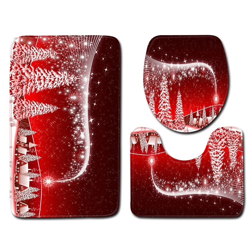 YOMDID 3PCS Christmas Toilet Mat Set Santa Claus Bathroom Mats Anti-Slip Xmas Decor Seat Cover Rug Home Decoration 2019 | Дом и сад