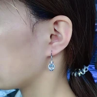 sky blue topaz drop earrings for party 7mm9mm vvs grade natural topaz earrings 925 silver gemstone hook earrings