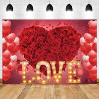 happy valentines day backdrop red rose love heart balloons glitter lights background mothers day wedding bridal shower party