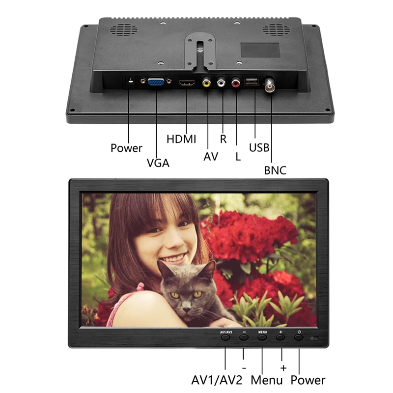Цветной ЖК-монитор с высоким разрешением 10 1 дюйма Hdmi + Vga Av | Компьютеры и офис