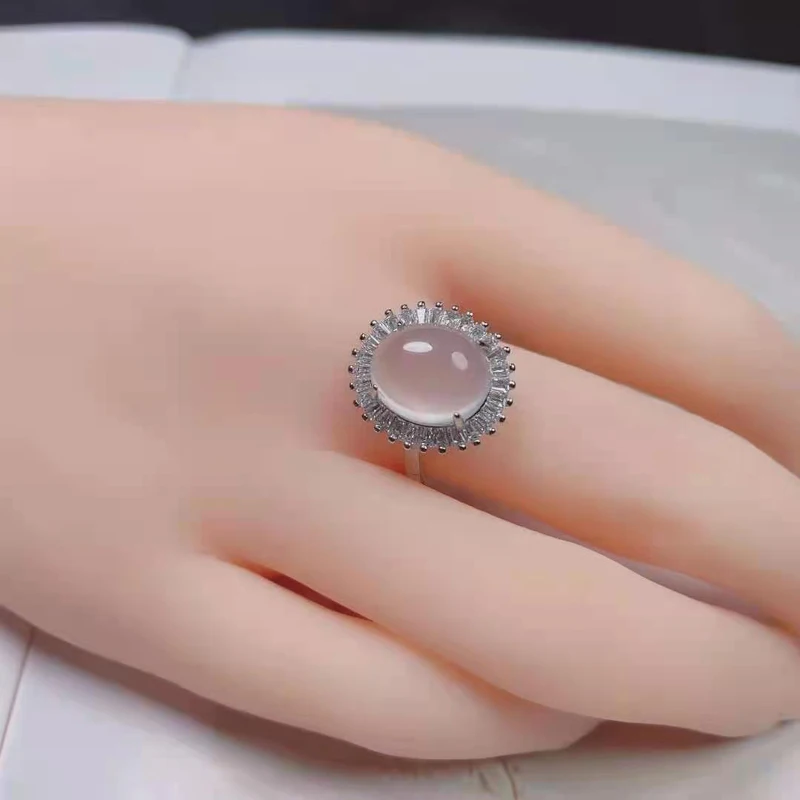 

2021 Exquisite 925 Inlaid High Ice Egg Face Chalcedony Ring Adjustable Size