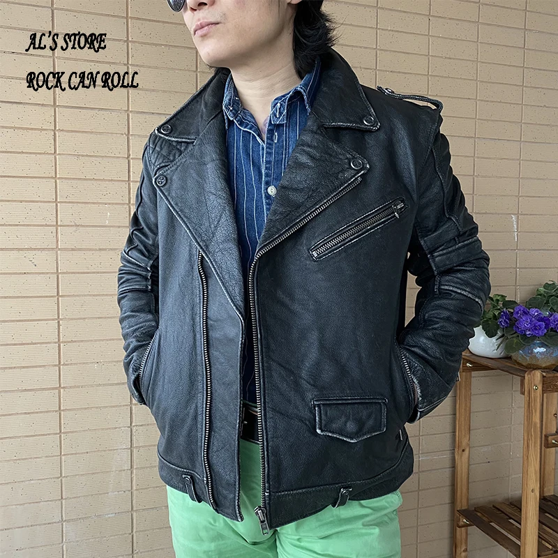 

HA-2020 Super Offer ! Read Description! Asian Size Genuine Cow Skin Mens Cowhide Casual Vintage Leather Jacket