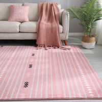 pink striped fluffy carpet for living roombedroom anti slip coffee table floor mat soft rug plush rectangle kids girl room rug