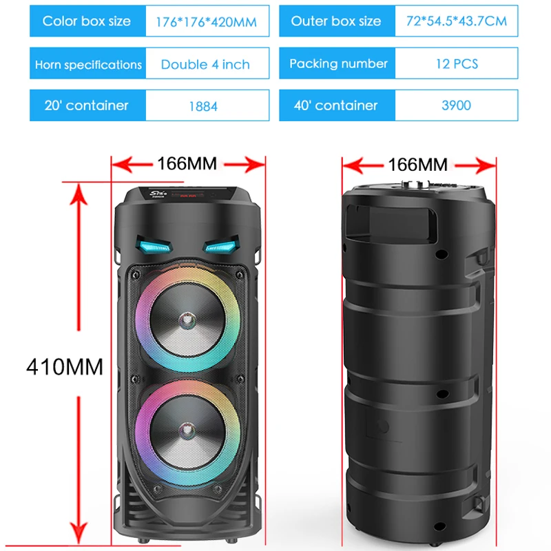 Portable Bluetooth Speaker Wireless Outdoor 3D Stereo Subwoofer Type Square Dance Music Column Support U Disk TF Card FM Radio |