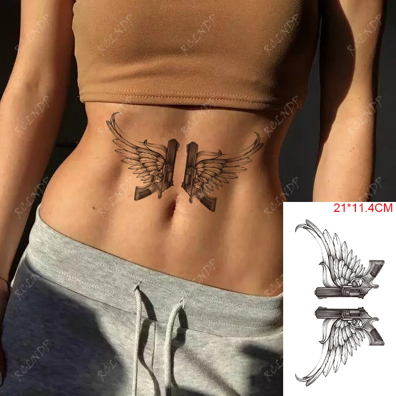 Водостойкая временная татуировка искусственная с крыльями ангела перьями