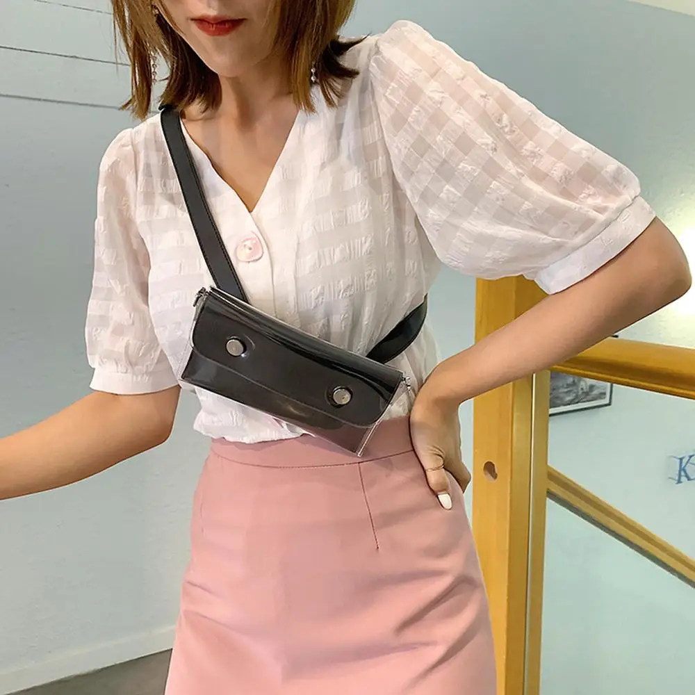 Women Waterproof Waist Bag Lether Jelly Chest Belt Bag PVC Ladies Transparent Crossbody Chain Bags Fashion Fanny Pack a08