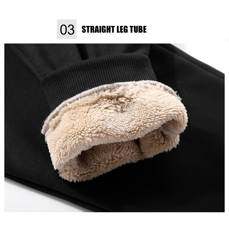 

Hot Selling Men's Stylish Winter Fleece Trousers Thickened Warm Casual Mid Waist Sweatpants Running Pants
