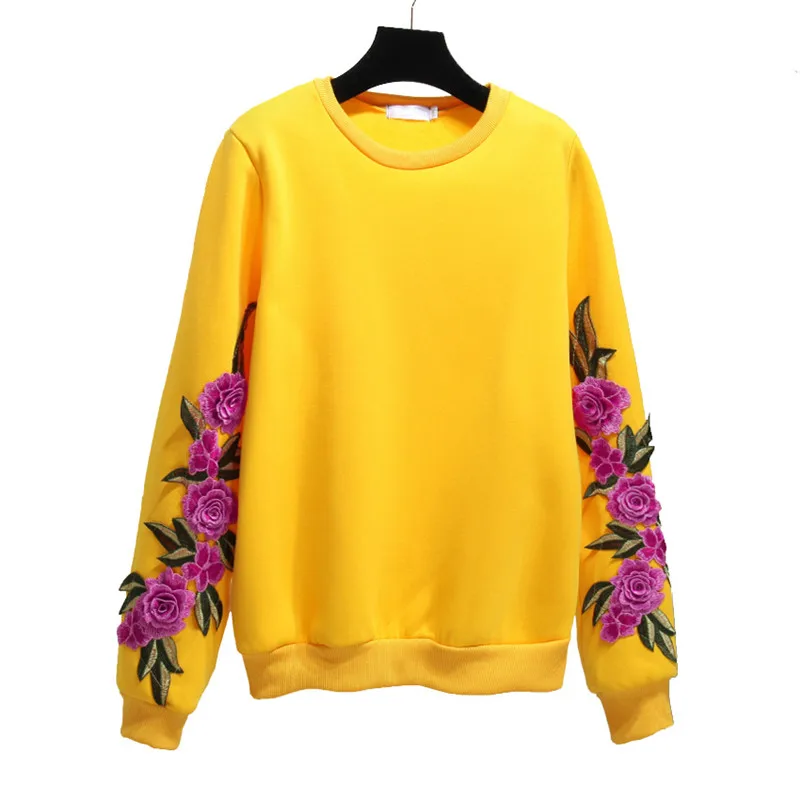 Женский свитер с вышивкой в стиле Харадзюку свободный розовый Корейском осенняя