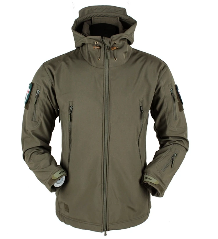 Outdoor Soft Shell Waterproof Jacket Men Army Green Hooded Rain Jacket Tactical Hunting Hiking Jacket S M L XL XXL 3XL