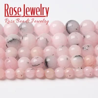 natural pink opal beads round loose stone beads for jewelry making diy bracelet necklace accessories whlolesale 6 8 10 12mm 15