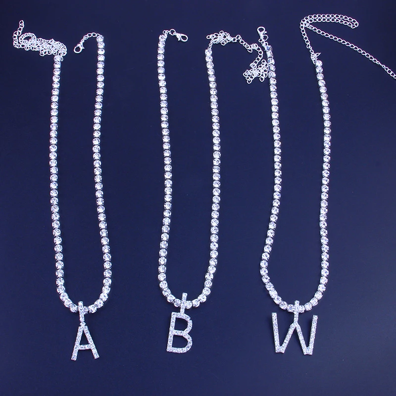 2020 новые A-Z Стразы теннис Цепи Письмо ожерелья для женщин и мужчин в стиле