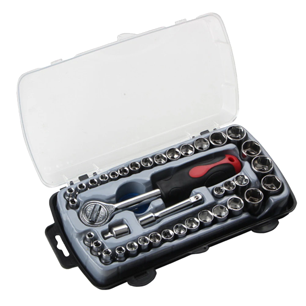 

40pcs Portable Professional Socket Wrench Practical Metal Screwdriver Tire Repairing Universal Car Tool Kit Hardware Motorcycle