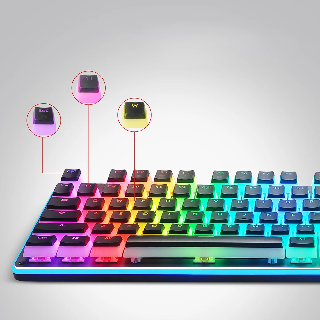 104 Keys Mechanical Keyboard PBT Pudding Keycaps Waterproof RGB Backlit Office Gaming Keyboards For Notebook PC - Red Switch