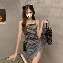 Womens Summer Sexy Tanks Casual Off Shoulder Short Tank Printed Crop Top Ladies Vest  Fashion Sleeveless Beach Vest Tank Camisol