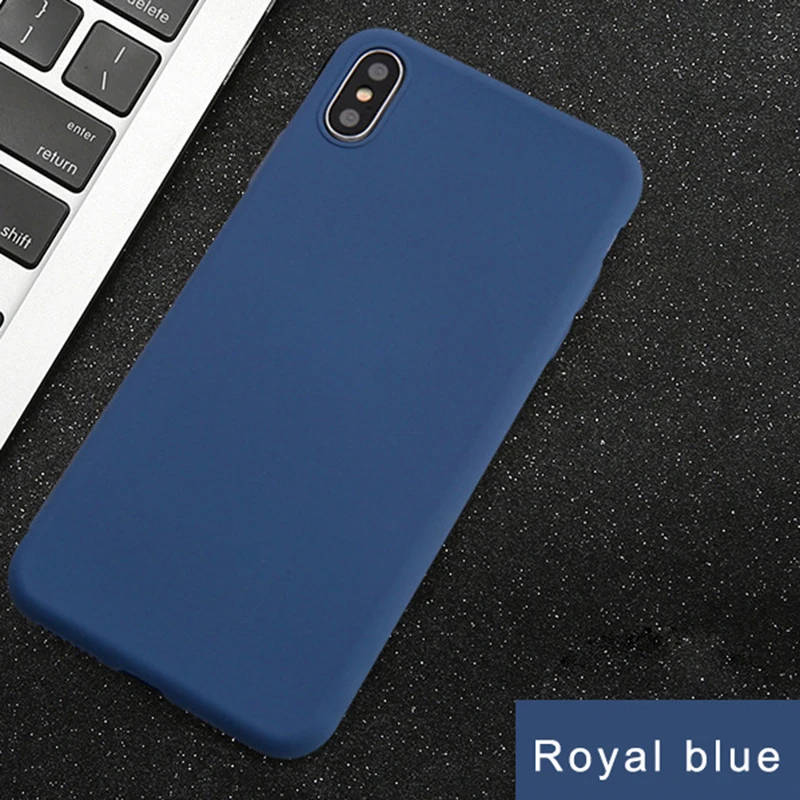 Royal-blue Роскошный тонкий мягкий официальный силиконовый чехол для iphone 7 8 6S 6 Plus X XS 11 Pro Чехол для MAX XR для Apple iphone X 10 чехол Coque - Цвет: Royal-blue