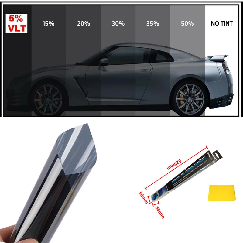 50 см х 300 см, металлизированная Тонировочная пленка VLT15 % для автомобиля, коммерческий Солнечный протектор для заднего/бокового окна автомобиля