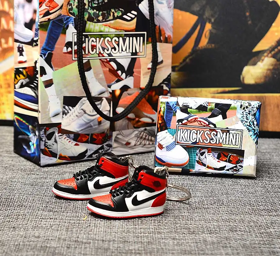 a pair w metal ring Персональный DIY Jordan Generation AIR JORDAN 1 chicago 3D кроссовок фигурный брелок сумка Подвеска парный брелок - Цвет: a pair w metal ring