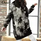 2021 зимние женские пуловеры, свитшоты Celmia, модный Длинный свитшот с завязкой, Свободный Повседневный флисовый теплый пуловер с круглым вырезом