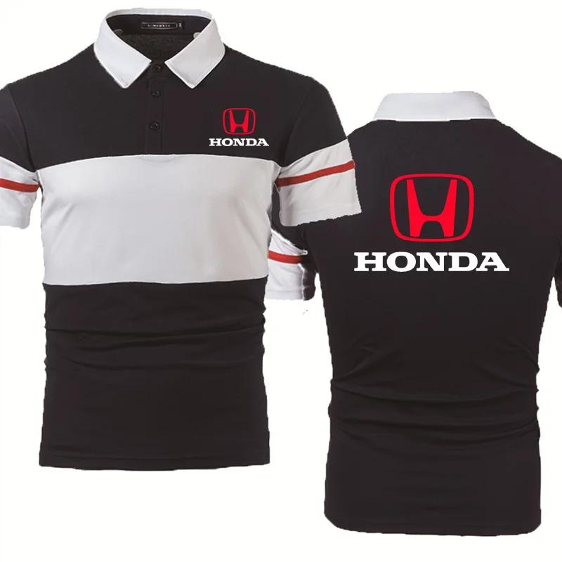 

Summer Men's POLO shirt Honda car logo printing Splicing casual short sleeve high-quality cotton Men's short sleeve