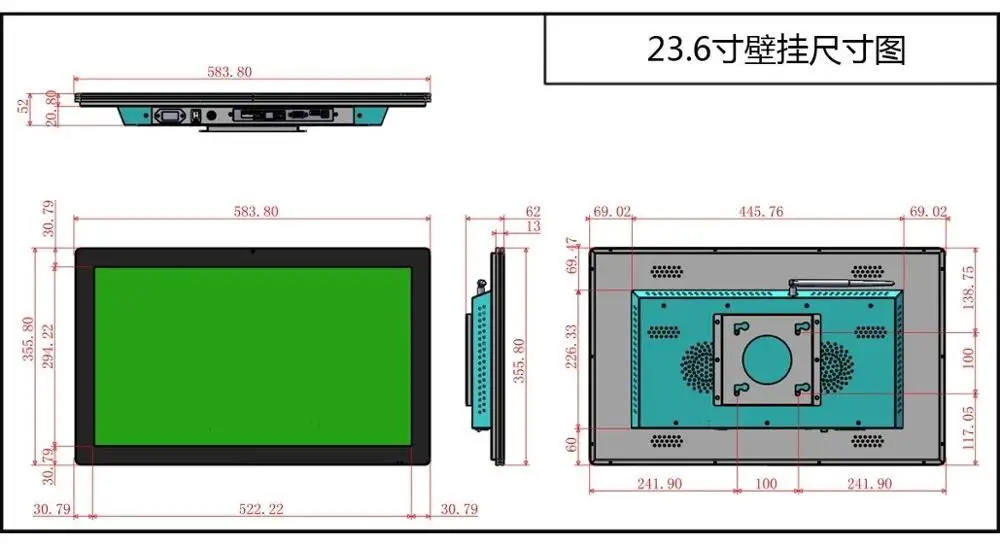 

4PCS 23.6'' open frame LCD monitor with HDMI VGA signal input and USB touch interface,23.6" open frame PCAP touch screen monitor