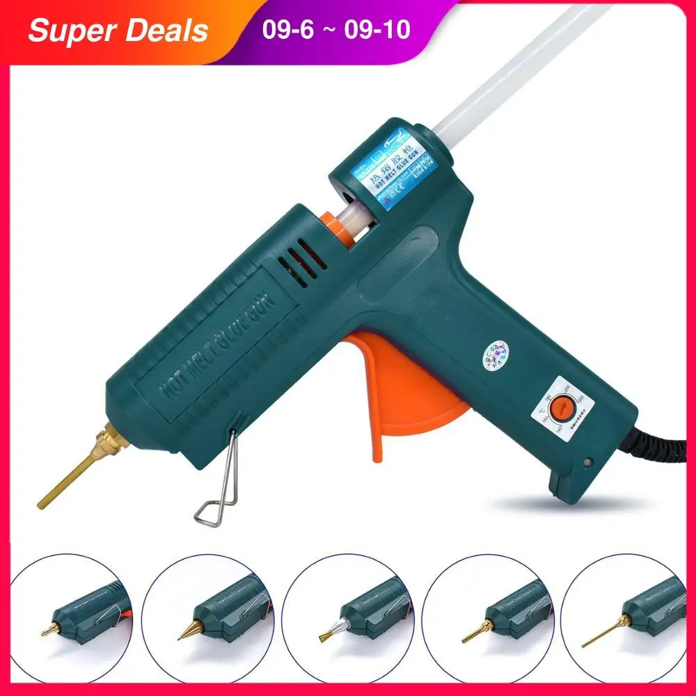 

Hot Glue Gun 150W with 6 Copper Nozzle Temperature Adjustable Craft Repair Tool Professional Glue Gun DIY Thermo Tool Luxury Set