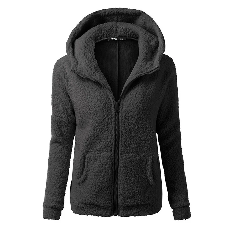

Winter Women Jacket Teddy Long Hooded Jacket Thick Warm Fur Fleece Casual Autumn Female Coat Outerwear Veste Femme Plus Size
