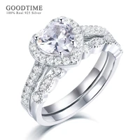luxury women ring set pure 100 925 sterling silver heart zircon rhinestone glitter wedding rings jewelry accessories for bride