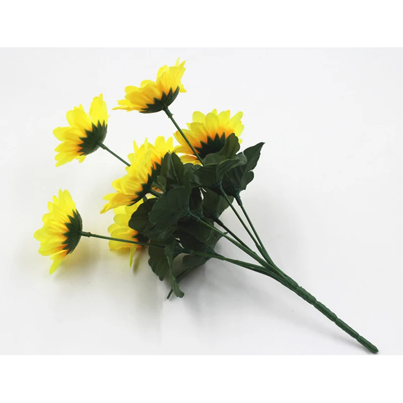 Искусственный подсолнух 7 головок реалистичный красивый Шелковый Подсолнух