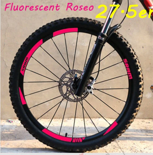 27.5er Fluo Rose MTB обода колеса наклейки для горный велосипед замена Светоотражающие Fluo Гонки Велоспорт грязи виниловые обода наклейки - Цвет: 27.5er Fluo Rose