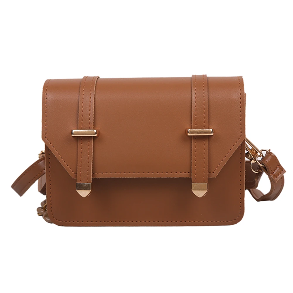 

Preppy Style Female Flap Shoulder Messenger Bags PU Leather Mini Square Purse Single Shoulder Bag 18x12.5x5.5cm