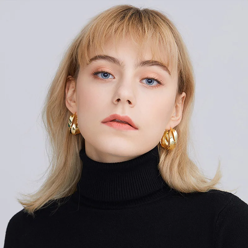 

Gold Big hoop Earrings Korean Fashion Geometric Metal Unusual Earings For women Female Vintage Drop Earrings Jewelry 2021 Trend